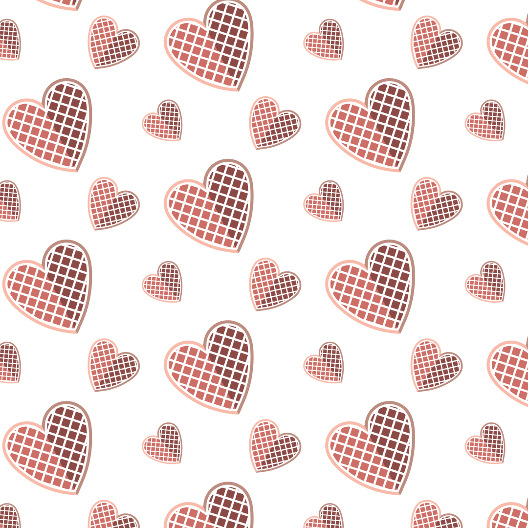 Checked hearts pattern on transparent background
