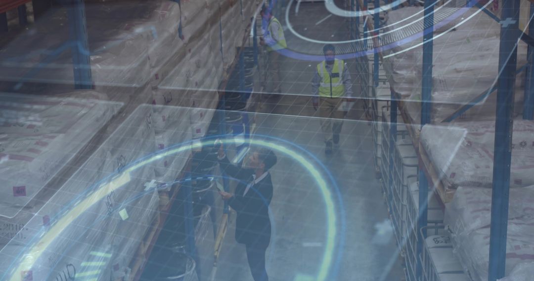 Warehouse Supervisor Managing Inventory with Modern Technology