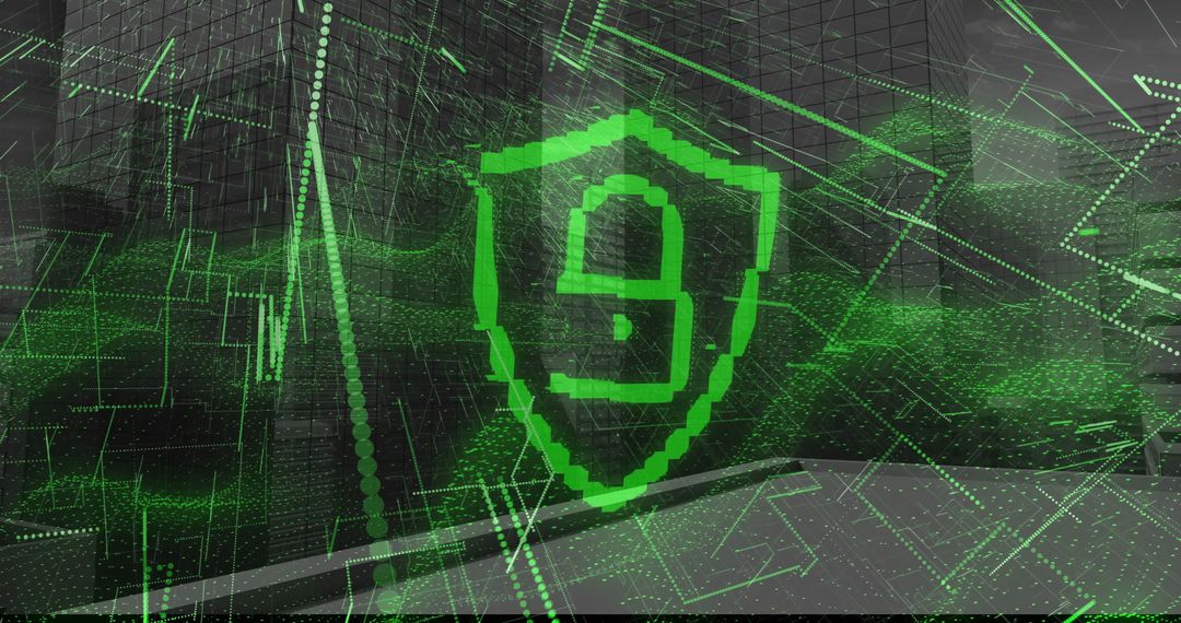 Neon-Green Digital Shield Representing Cybersecurity