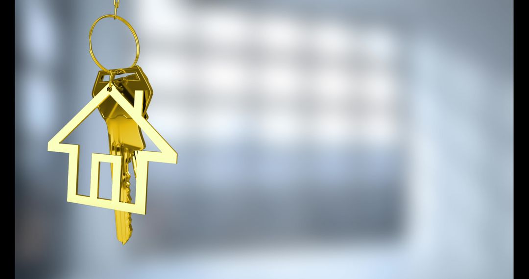 Golden House Keys Hanging on Keychain Background - Free Images, Stock Photos and Pictures on Pikwizard.com