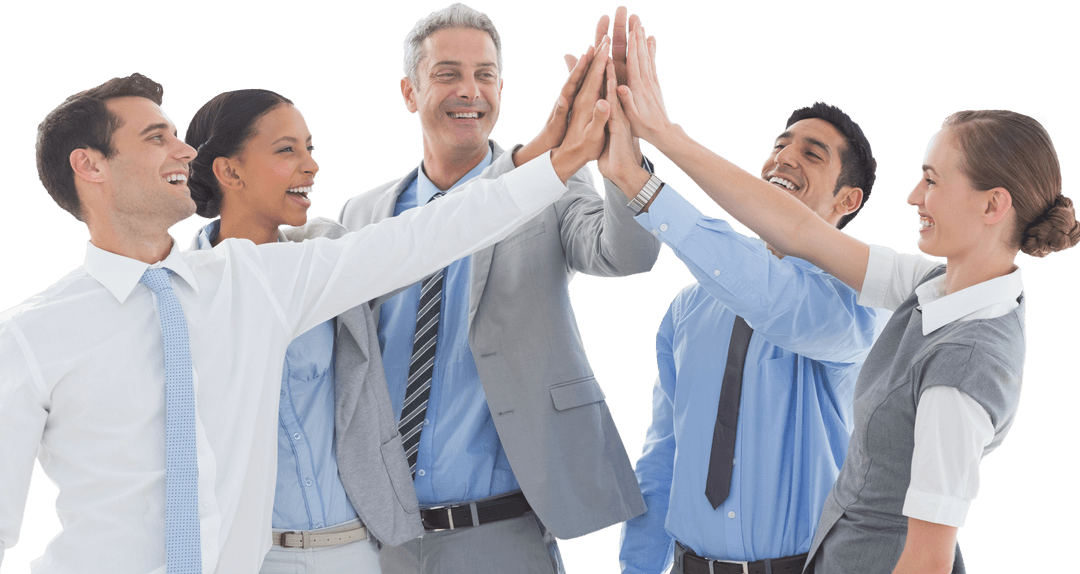 Transparent Diverse Business Team High-Fiving Together