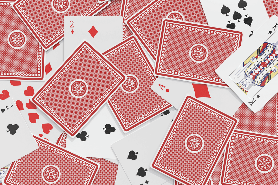 Transparent 3D Playing Cards Scattered on Transparent Background
