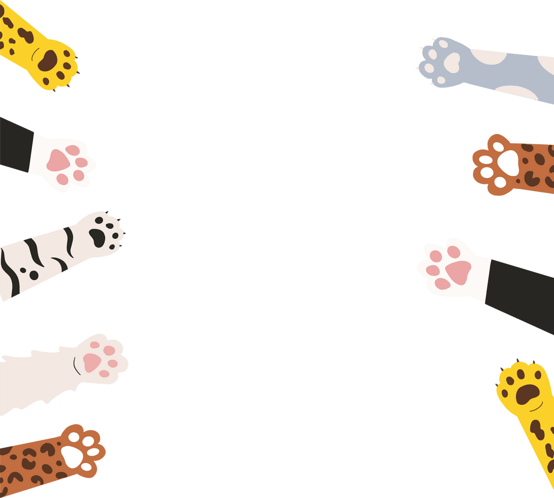 Whimsical Cat Paws on Transparent Background Illustrating Pet Love