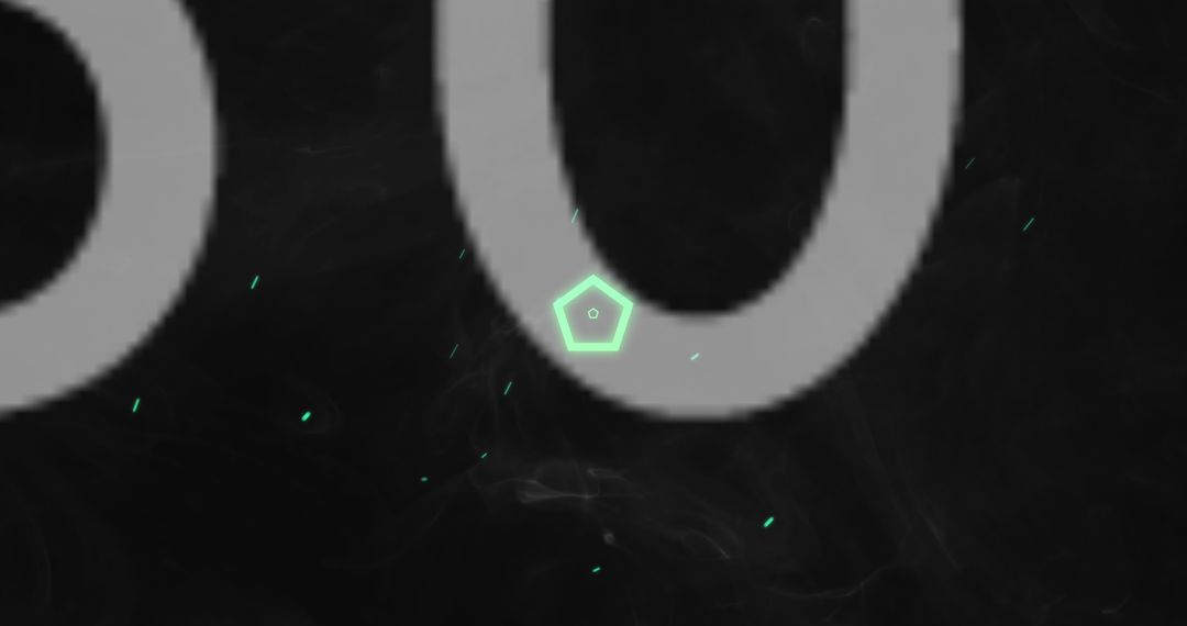 Abstract Geometric Neon Hexagon with Digital Particles on Dark Background