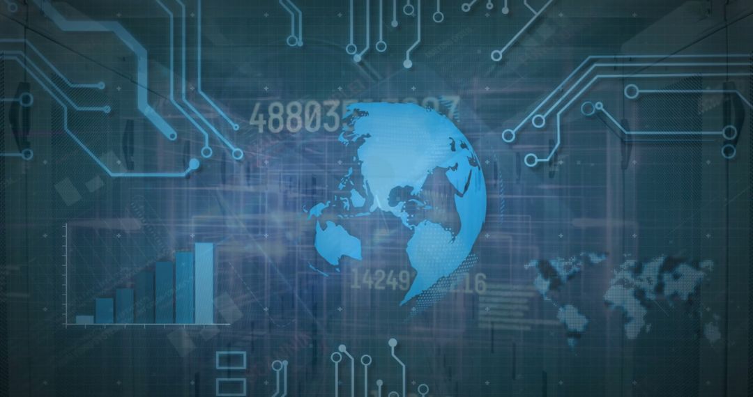 Global Data Network with Digital Interface in Server Room