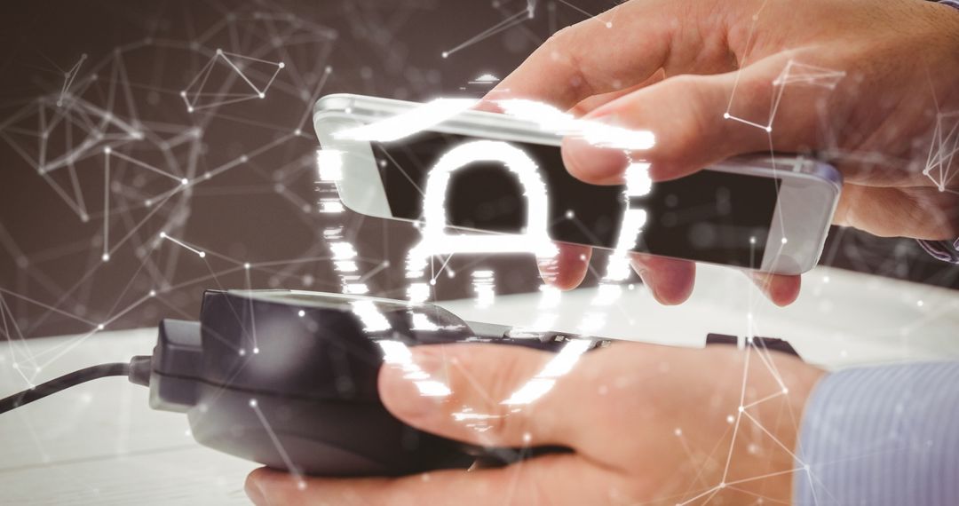 Smartphone and Payment Terminal Displaying Contactless Safety