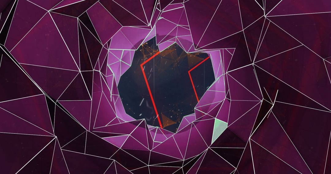 Futuristic Geometric Tunnel with Neon Red Accents