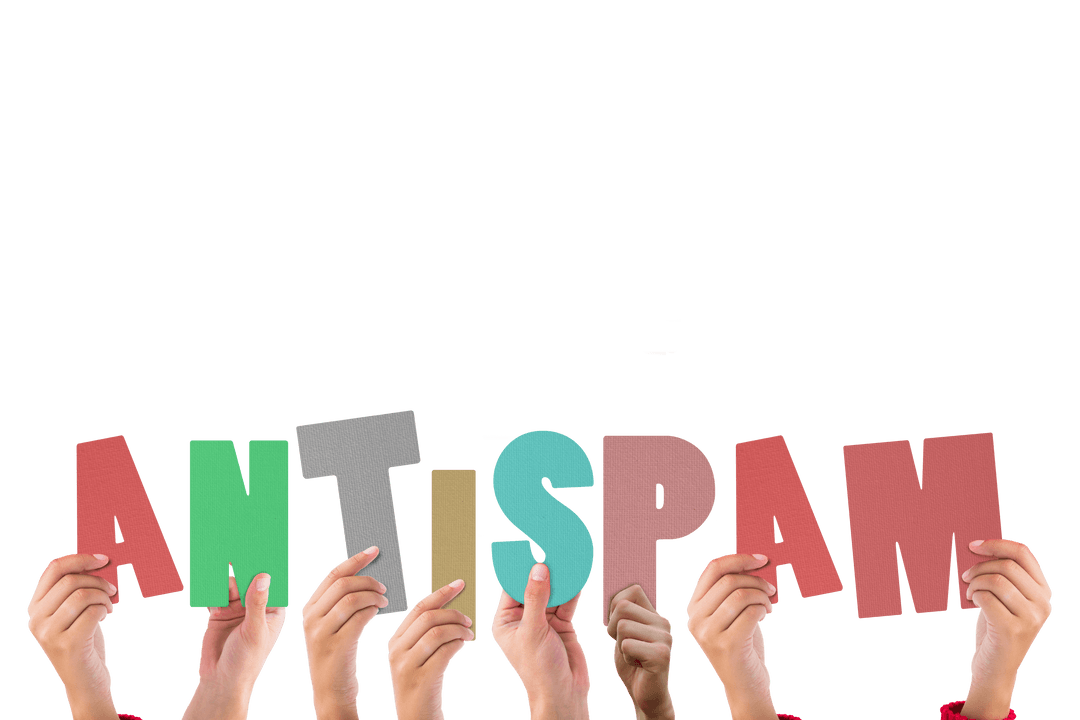 Hands Raising Antispam Message on Transparent Background