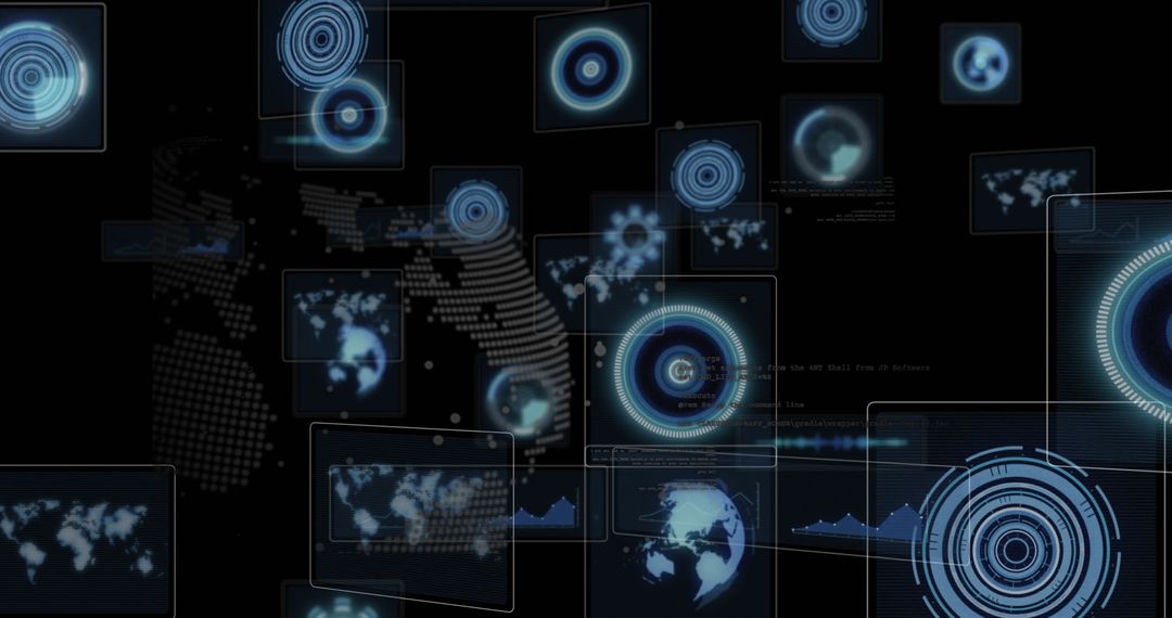 Futuristic Holographic Interface with World Map Analytics