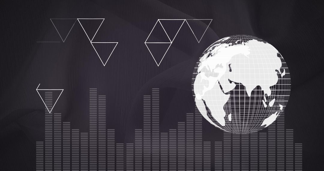 Digital Earth Concept with Frequency Bars and Geometric Shapes