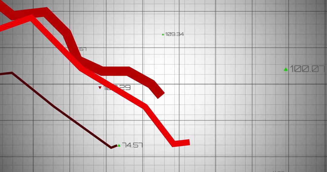 Declining Financial Graph on Grid Background