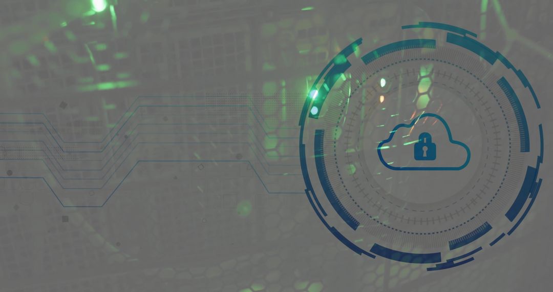 Digital Firewall Concept: Cloud Security Over Server Room