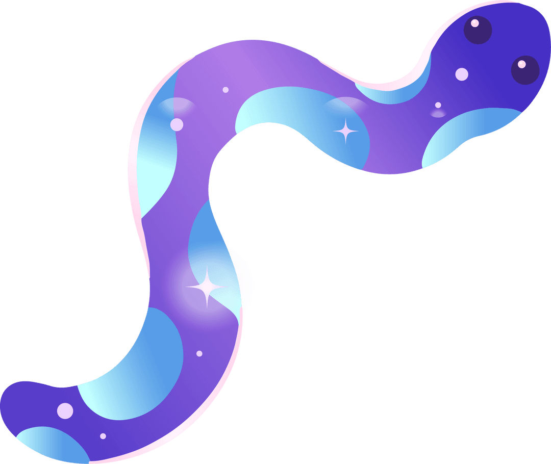 Transparent Abstract Wormlike Shape in Vibrant Purple-Blue Gradient