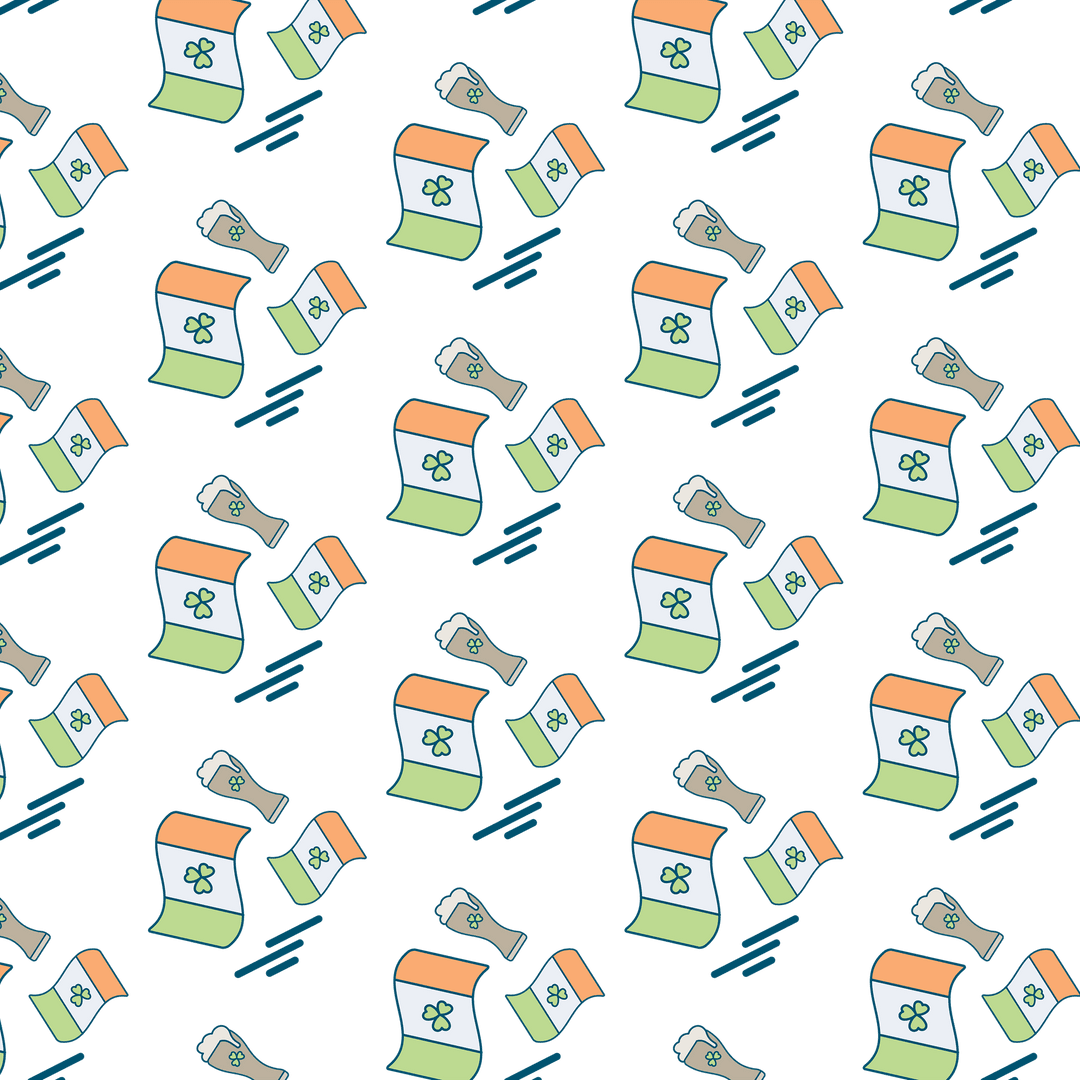 St. Patrick's Day Ireland Flags with Beer Pattern Transparent Design