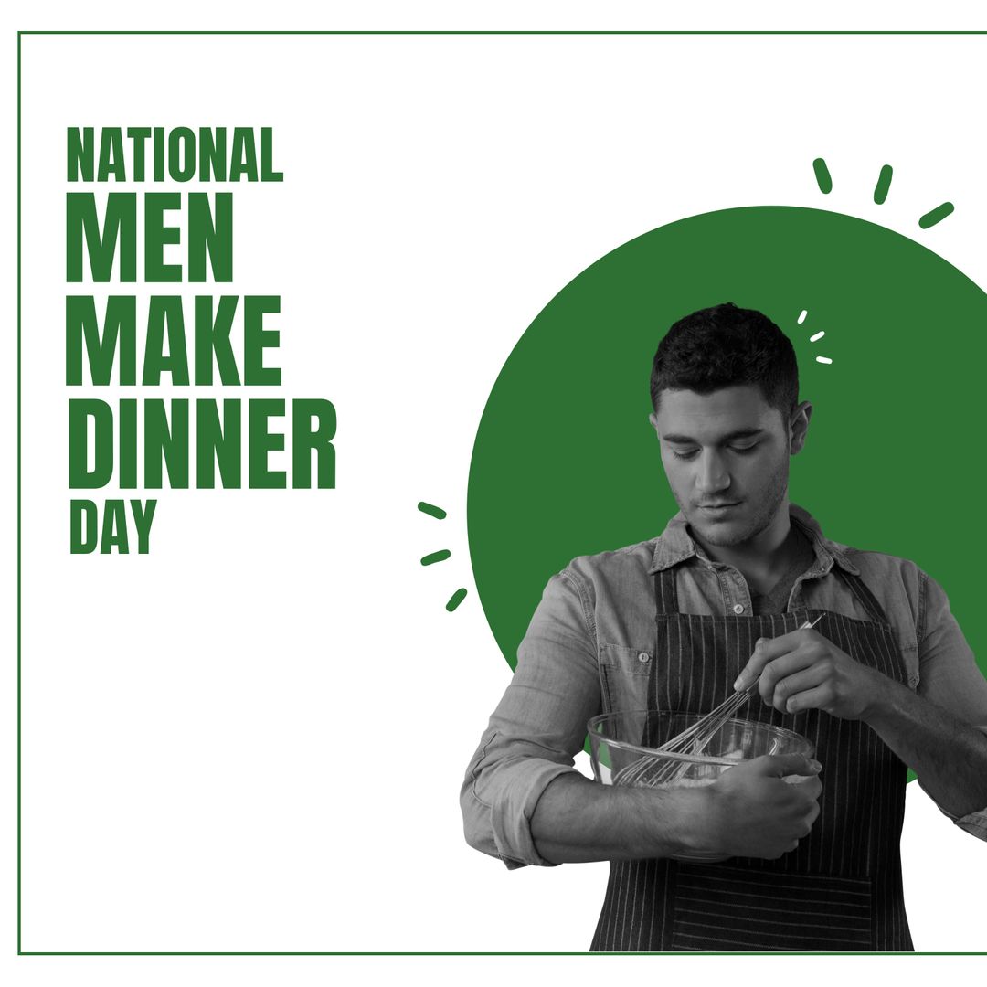 National Men Make Dinner Day with Caucasian Man Cooking