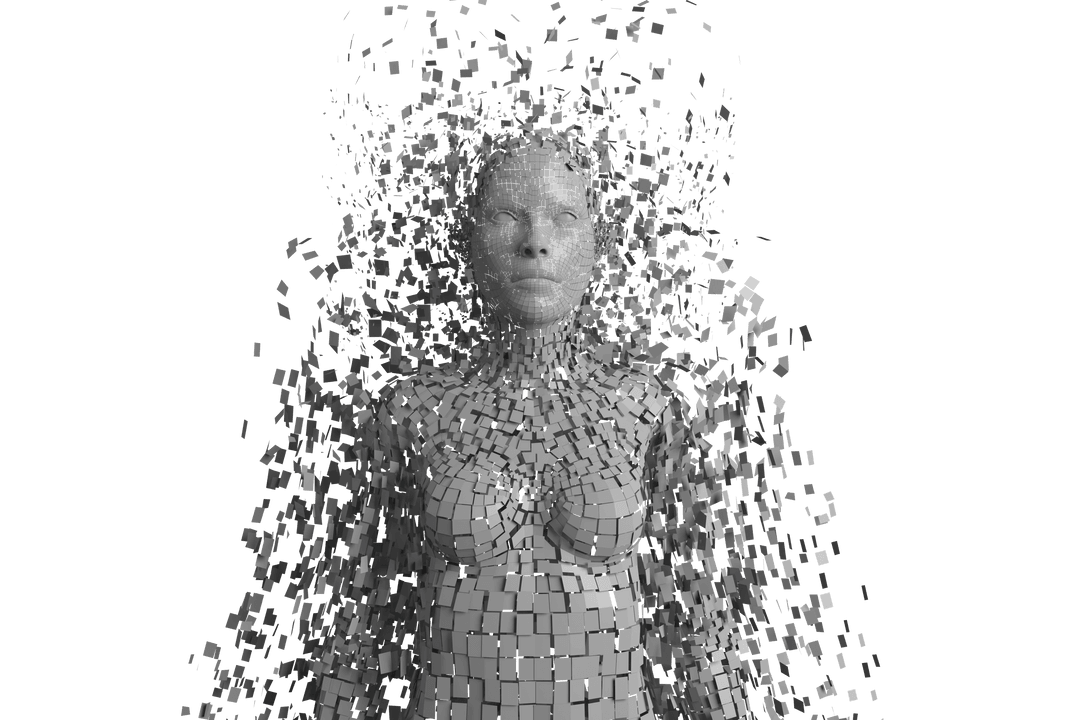 Digital Human Silhouette Fragmenting on Transparent Background