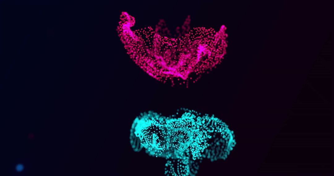 Vivid Particle Swirls on Black Background Illustrating Digital Technology