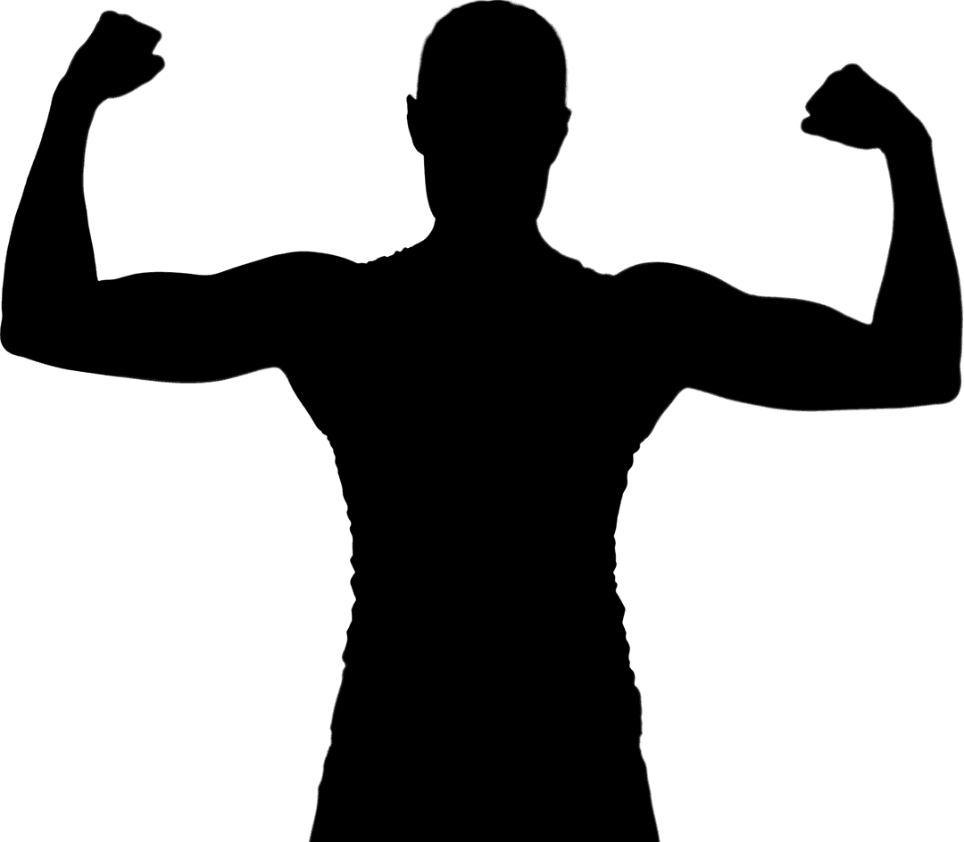Transparent Silhouette Image of Man Flexing Muscles for Fitness Concept