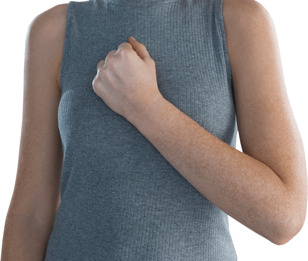 Transparent Background Businesswoman Hand on Chest Gesture