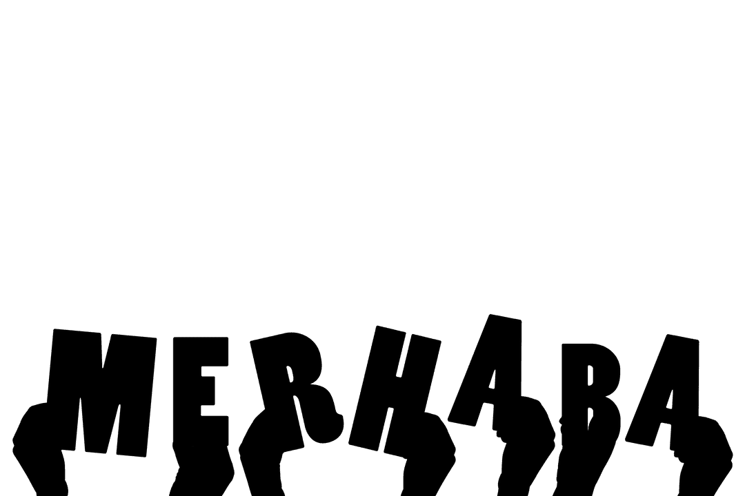 Digital Art Hands with Merhaba on Transparent Background