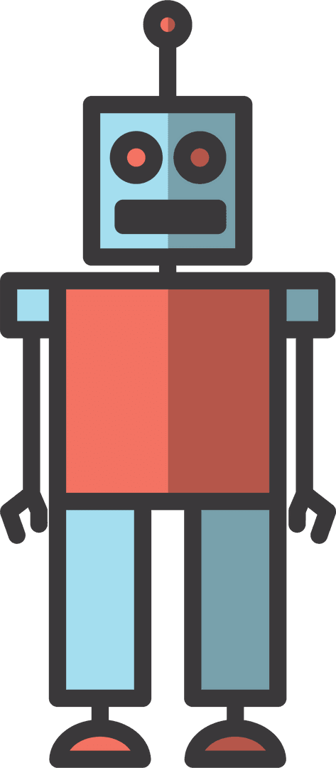 Retro Robot Illustration on Transparent Background