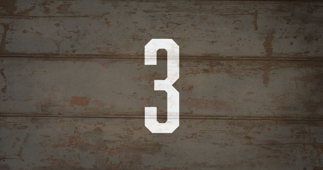 Grunge Countdown Number Three on Weathered Wall