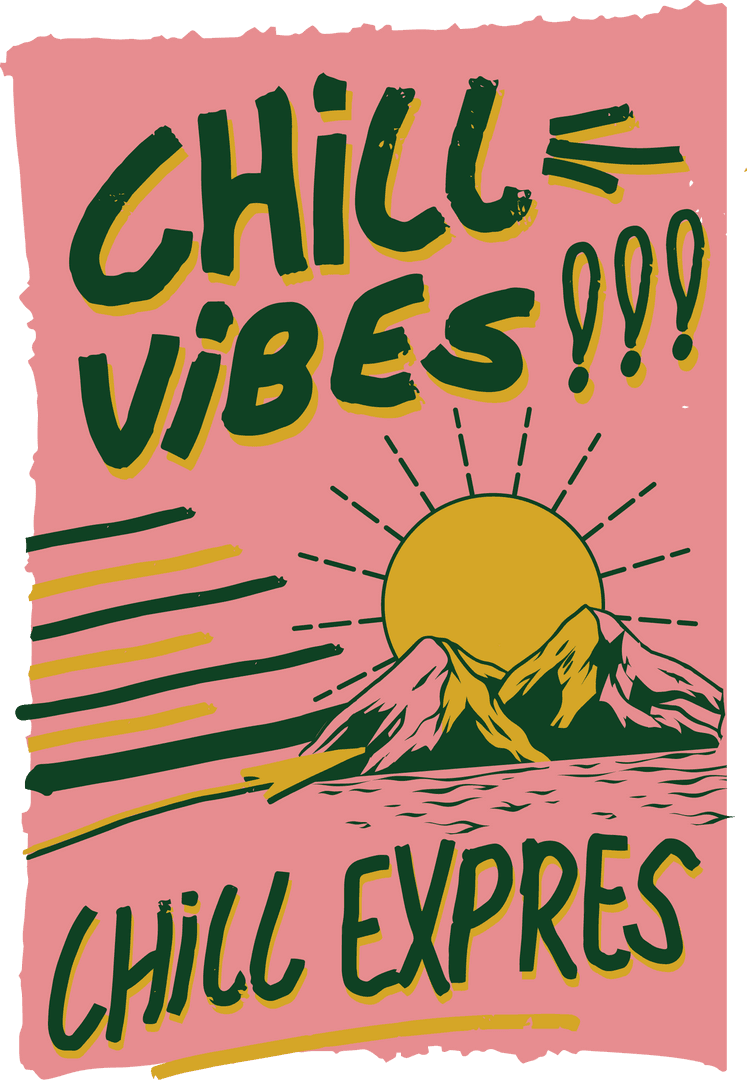Chill Vibes with Vibrant Sun and Mountains Illustration