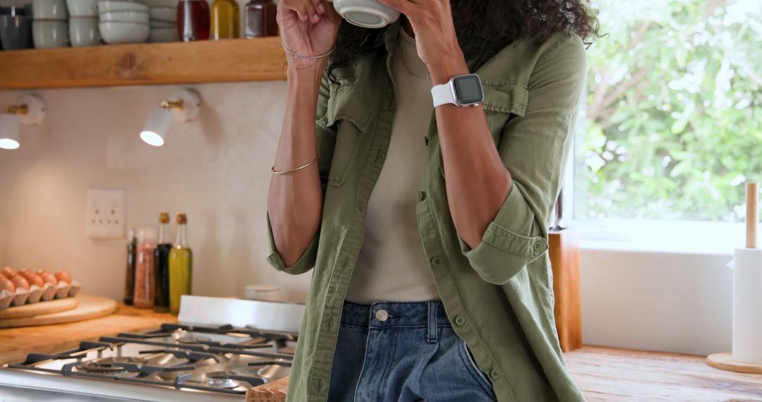 Casual Morning Routine With Coffee in Cozy Home Kitchen