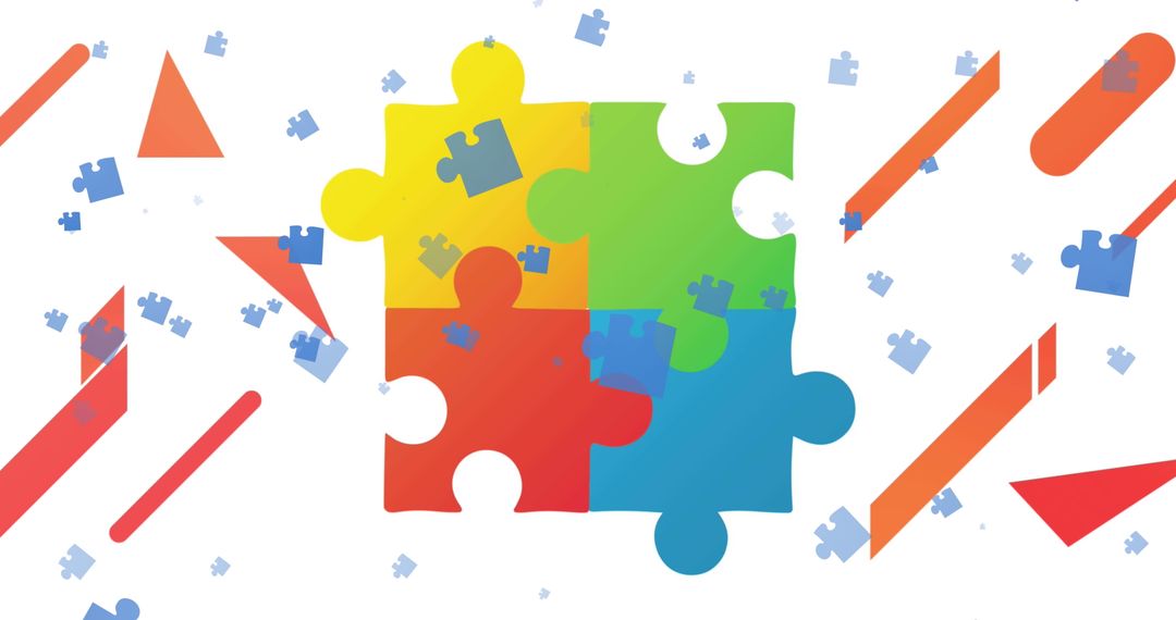 Colorful Puzzle Pieces with Dynamic Floating Elements