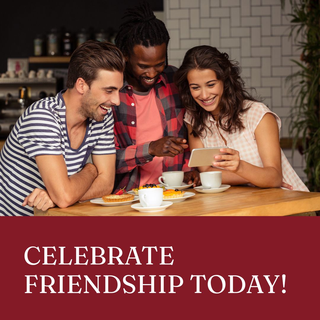 Diverse Friends Enjoying Time in Cafe with Tablet