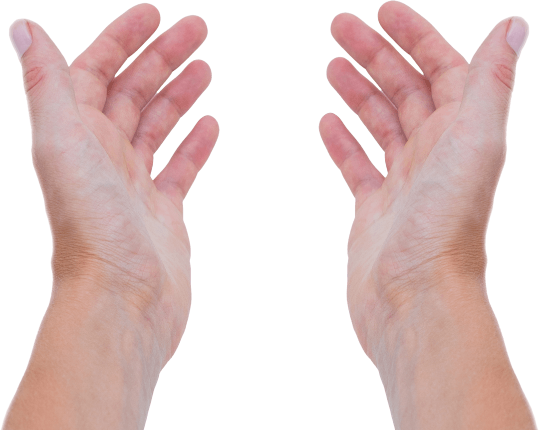 Transparent Background of Open Hands Raising Gracefully