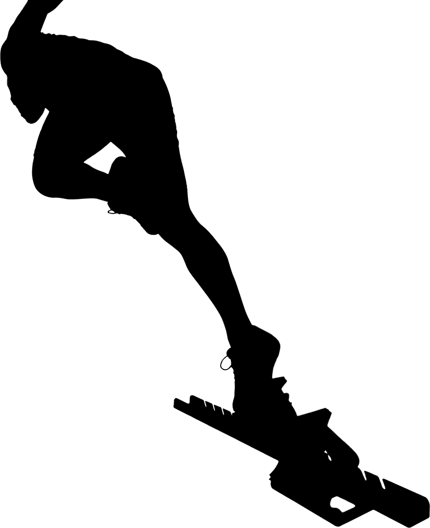 Digital silhouette of runner from starting block on transparent background