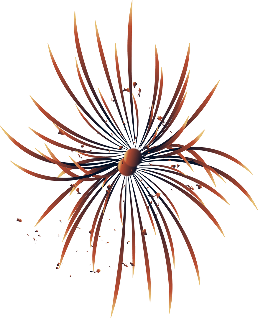 Futuristic Copper Spike Sculpture on Transparent Background