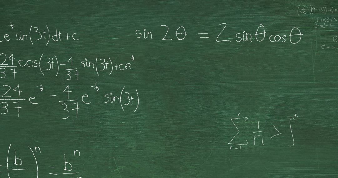 Complex Math Equations on Green Chalkboard