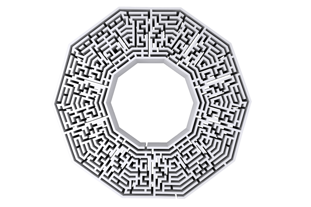 Complex 3D Labyrinth on Transparent Background
