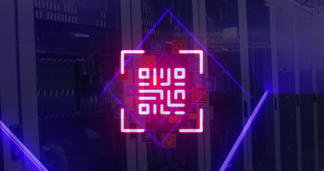 Futuristic QR Code with Illuminated Computer Servers - Free Images, Stock Photos and Pictures on Pikwizard.com