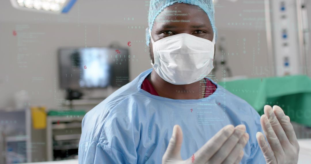 Surgeon Preparing in OR with Advanced Diagnostic Equipment