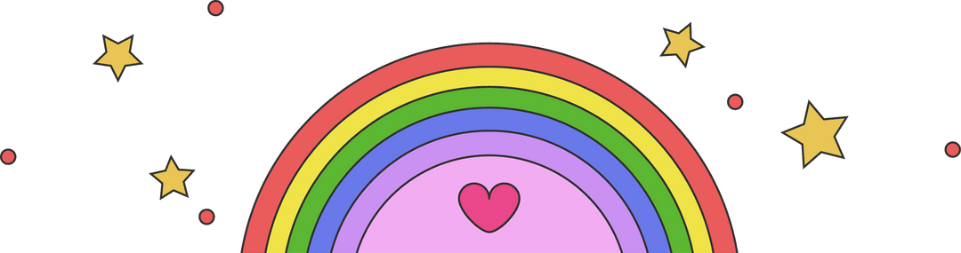 Radiant Rainbow with Heart on Transparent Background