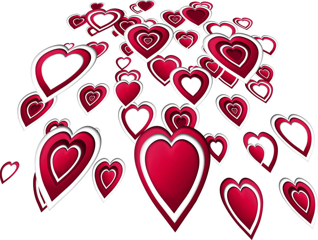 Red and White Hearts Cascading on Transparent Background Digital Artwork - Download Free Stock Images Pikwizard.com