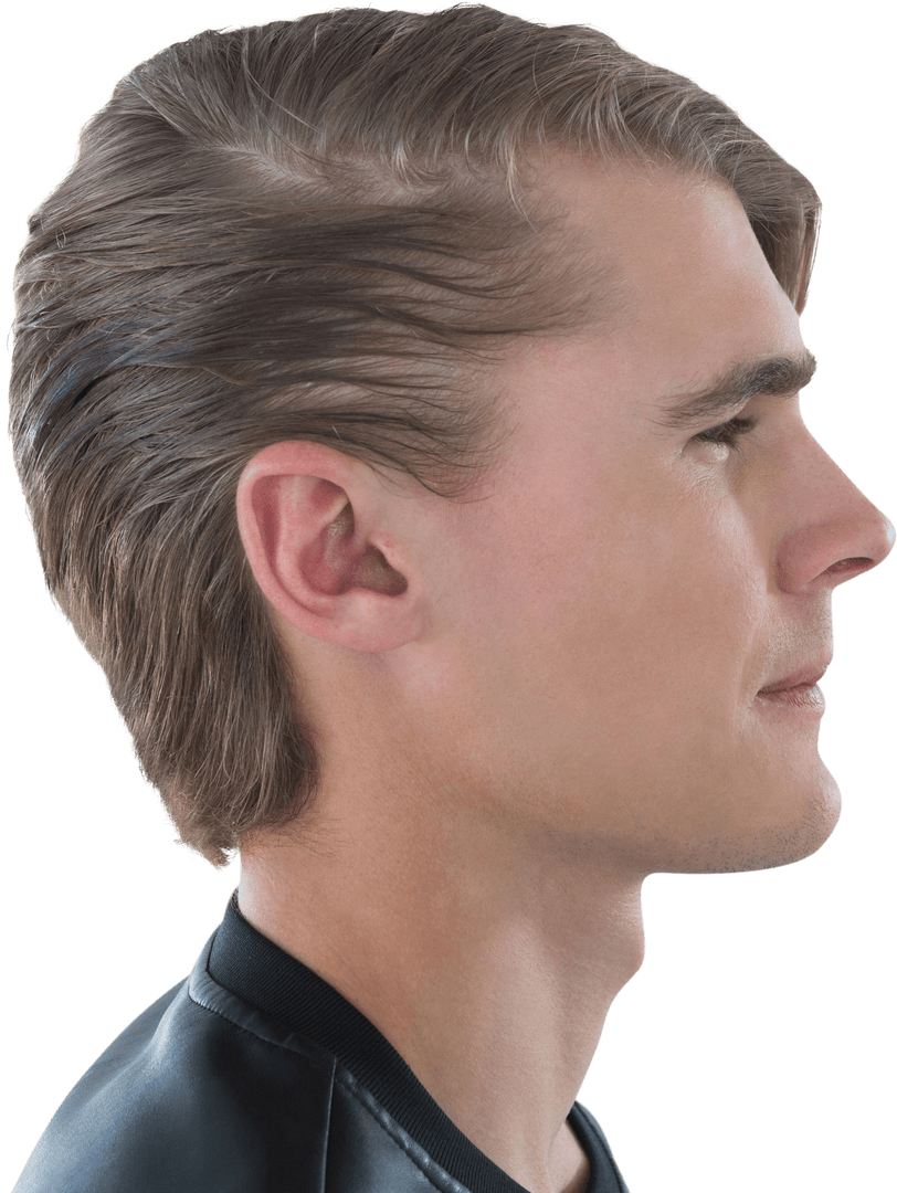 Transparent Profile View of Thoughtful Young Man with Stylish Hair
