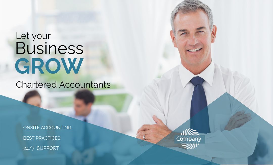 Confident expert accountant with team promoting business growth