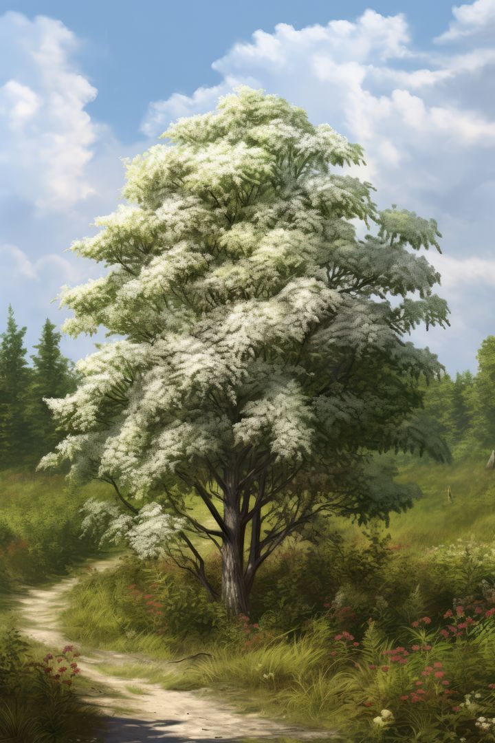 Beautiful Flowering Tree in Spring Landscape - Free Images, Stock Photos and Pictures on Pikwizard.com