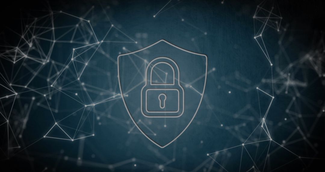 Security Padlock Icon Over Network Connections on Blue Background