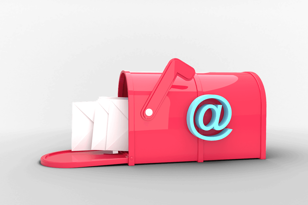 Transparent Illustration of Pink Mailbox With Letters, Communication Concept