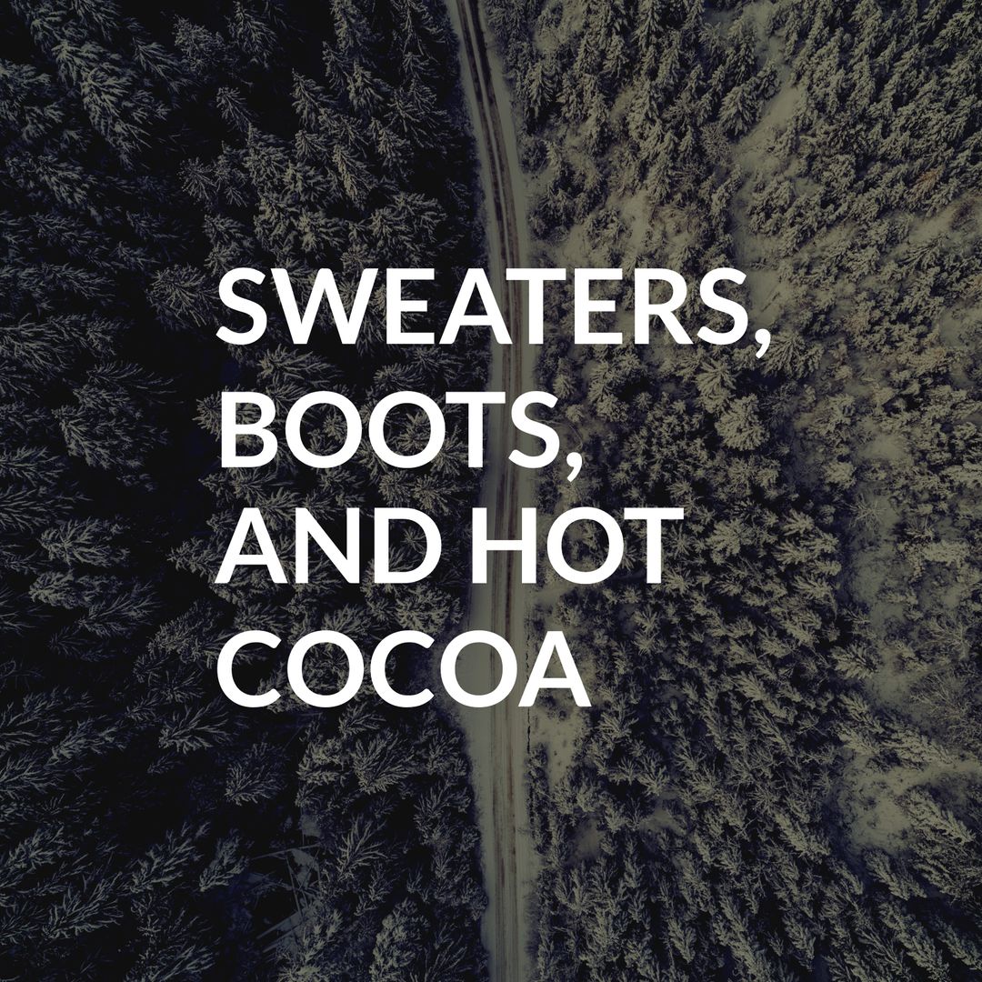 Winter Celebration Over Snowy Forest Aerial with Text Overlay