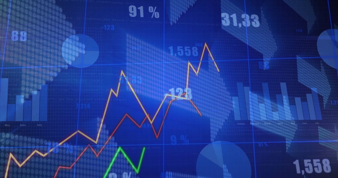 Finance Analytics Dashboard with Graph Reports on Blue Grid