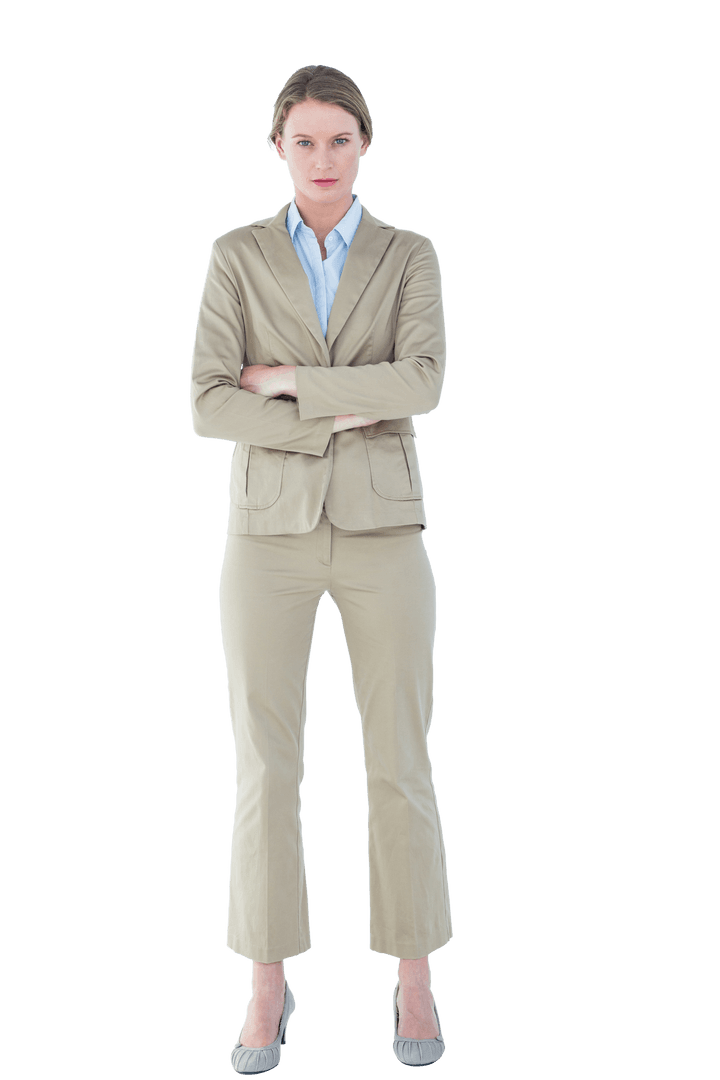 Confident Businesswoman Transparent Background in Professional Suit