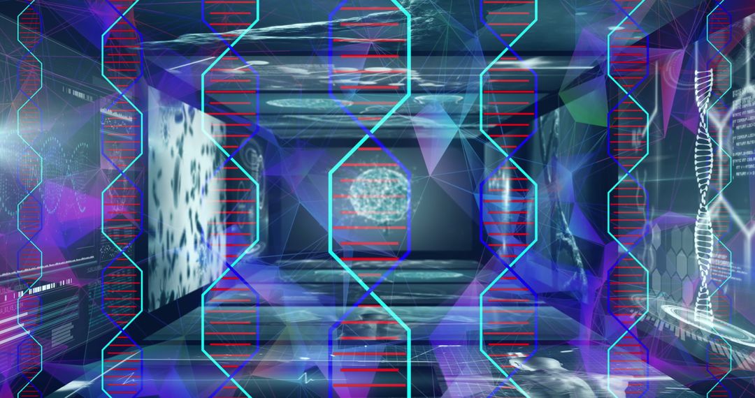 Futuristic Glowing DNA and Fractal Tunnel Design