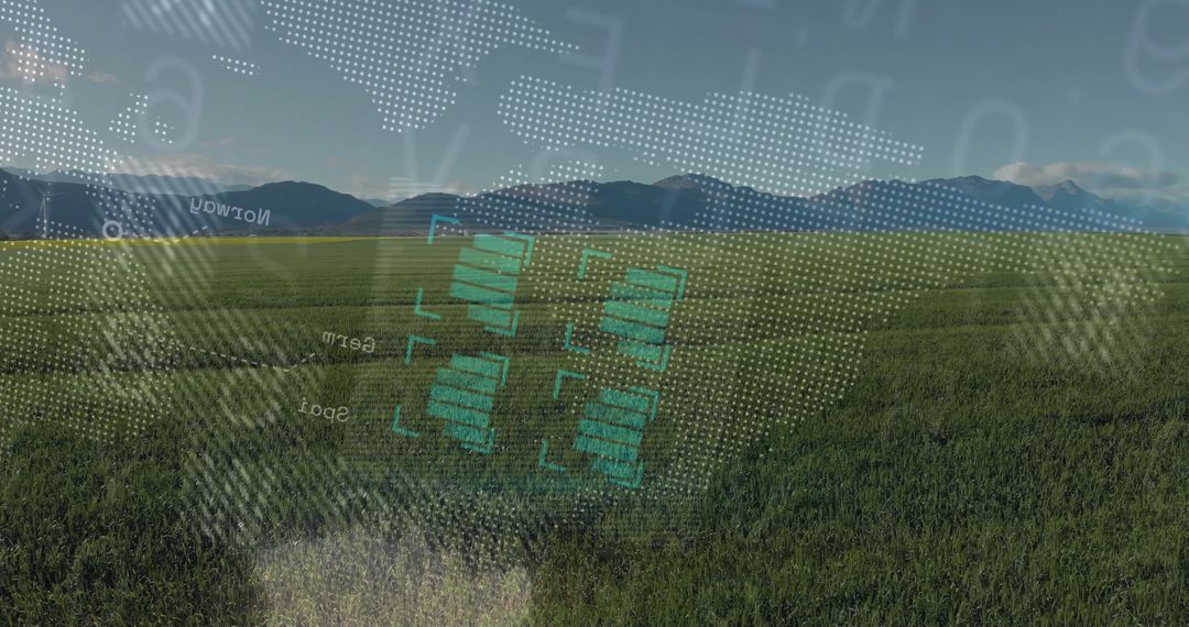 Digital Application in Agriculture Over Lush Farmland