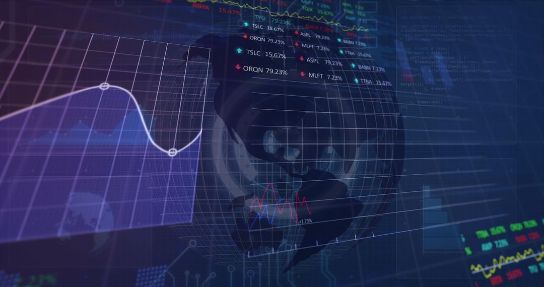 Global Financial Graphs Over Rotating Digital Globe